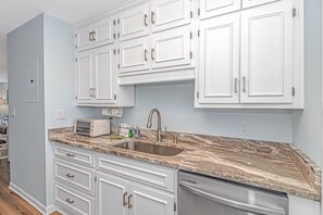 Fridge, microwave, oven, stovetop - Oceanview 2BR Condo at Shipwatch Pointe 319G Steps to Beach Bars Pier and Pool Sleeps 6 (Myrtle Beach)