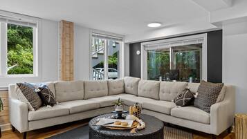 Smart TV, foosball, books