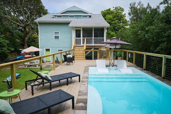 Piscine extérieure, piscine chauffée