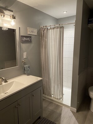 Shower, hair dryer, towels, soap - MT. Hideaway 2 bedroom, Lg. parking, .straight across from Buffalo MT. Trail 14 (Delbarton)