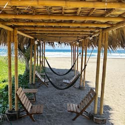On the beach, free beach cabanas, sun-loungers, beach umbrellas