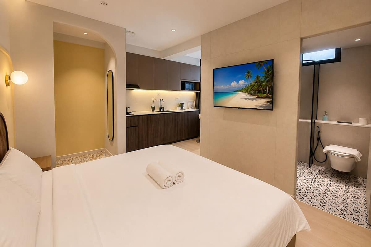 Studio Premium, 1 giường cỡ king | Bộ đồ giường cao cấp, két bảo mật tại phòng, trang trí khác biệt
