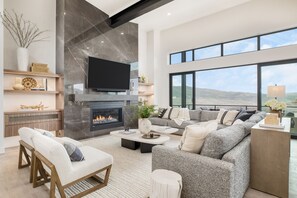 Smart TV, fireplace, foosball, offices