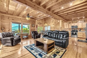 Smart TV, fireplace, video games, DVD player