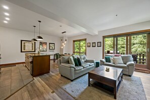 Smart TV, fireplace, stereo