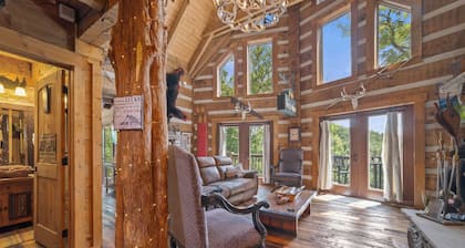 Mountain Log Cabin-Private Dock-Fire-Pit-Amazing View-Hot Tub-Game Room-Sauna!