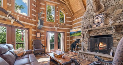 Mountain Log Cabin-Private Dock-Fire-Pit-Amazing View-Hot Tub-Game Room-Sauna!