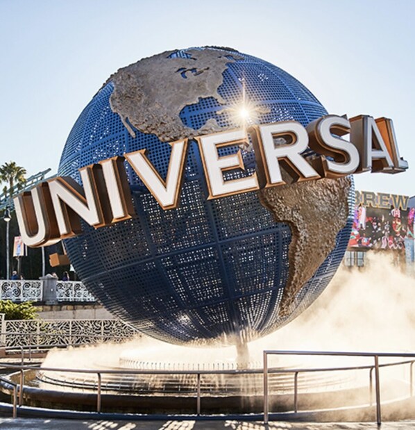 A large globe with the word "UNIVERSAL" prominently displayed.