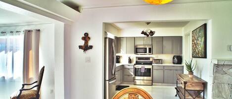 Fridge, microwave, oven, dishwasher