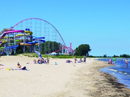 Beach. Beautiful Boathouse overlooking the Bay