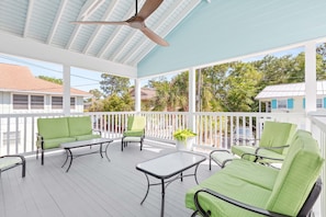 House, Multiple Beds, Kitchen, Pool View | Terrace/patio - Colonels Retreat Tybee Vacation Rentals (Tybee Island)
