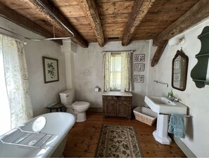 2nd Upstair Bathroom with tub and shower
 - Secluded 1850's Mountain House Surrounded by Catskills Park (Elka Park)