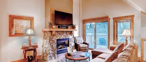 TV, fireplace, offices