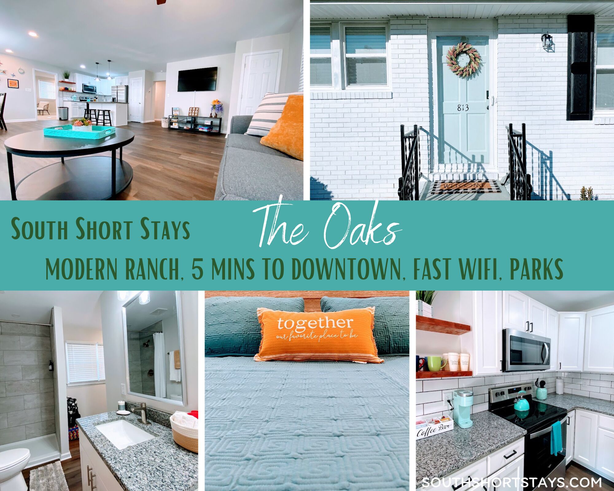 The Oaks: Modern Ranch-5min DT, Wi-Fi, Sleeps 10!