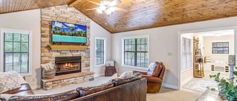 TV connectée, cheminée, jeux vidéo