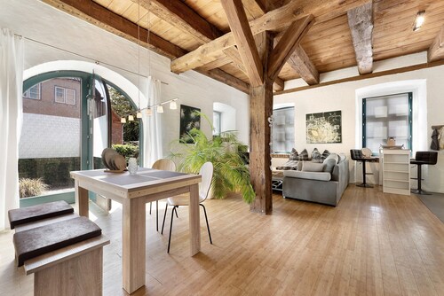 Ferienwohnung 'Haus Förde Kanalpackhaus' mit Meerblick, Gemeinschaftsterrasse und WLAN