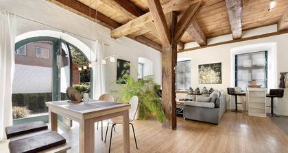 Ferienwohnung 'Haus Förde Kanalpackhaus' mit Meerblick, Gemeinschaftsterrasse und WLAN