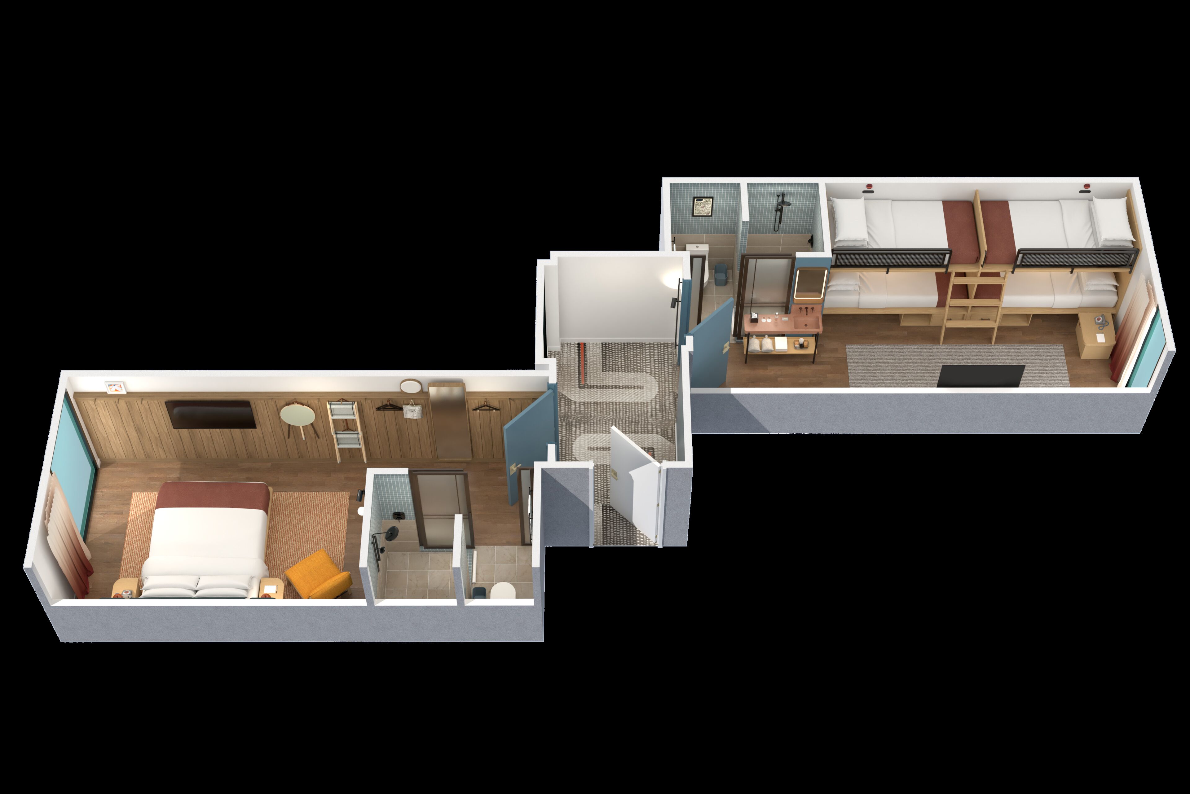 Literie hypoallergénique, surmatelas, coffres-forts dans les chambres