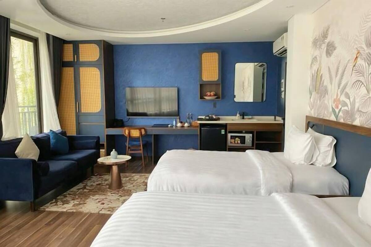 Luxe beddengoed, bedden met traagschuimmatras, een minibar