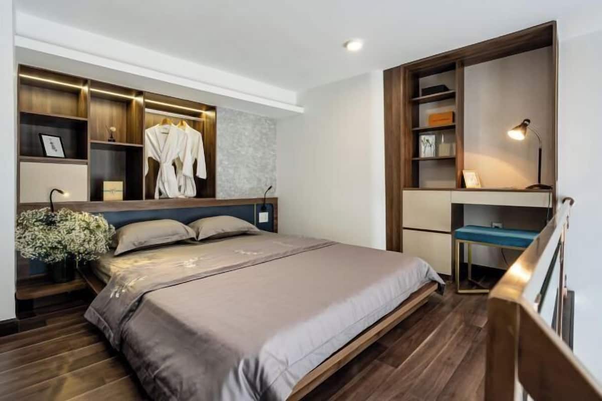 Luxe beddengoed, bedden met traagschuimmatras, een minibar