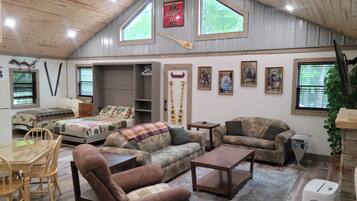 Smart TV, fireplace, DVD player