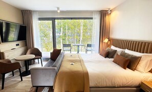 Leilighet – comfort, 2 soverom, terrasse, sjøutsikt | Sengetøy av topp kvalitet og senger med Select Comfort-madrass
