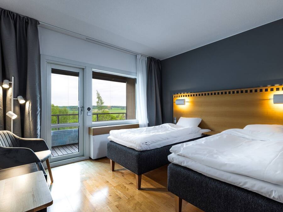 Desk, laptop workspace, free WiFi, bed sheets