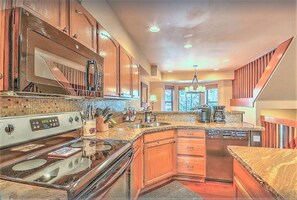 Fridge, microwave, oven, dishwasher