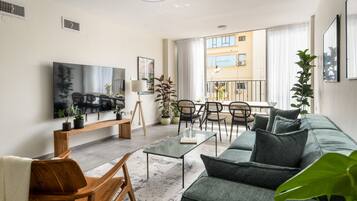 Apartment | Living area | 75-inch Smart TV with digital channels, TV