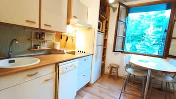 Fridge, microwave, dishwasher, toaster