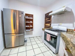 Fridge, microwave, oven, stovetop - Sunny Beach Escape 2BR, Central Playa del Carmen (Playa del Carmen)