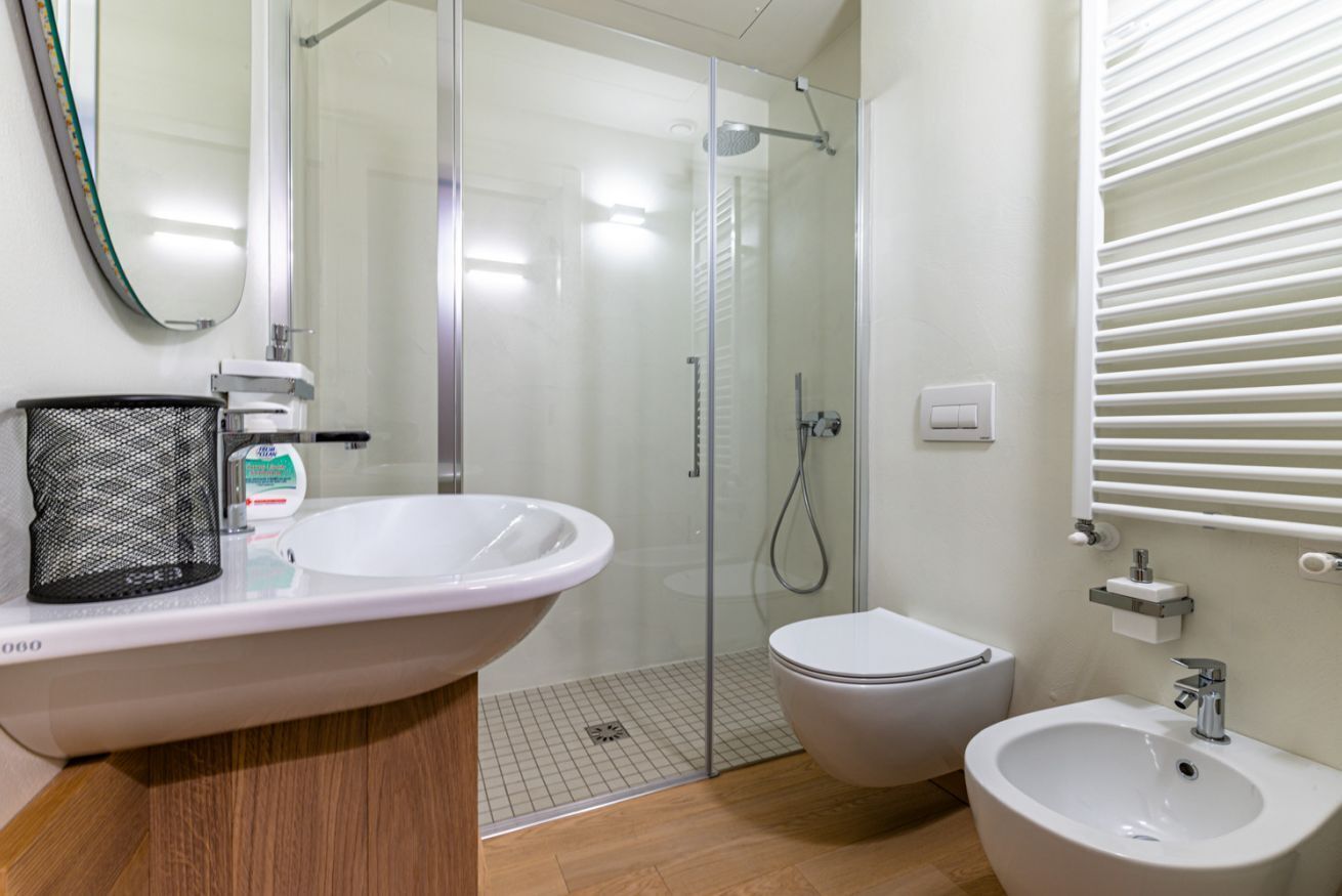 Shower, hair dryer, bidet, shampoo