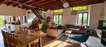 Countryside house with river at the end of the garden