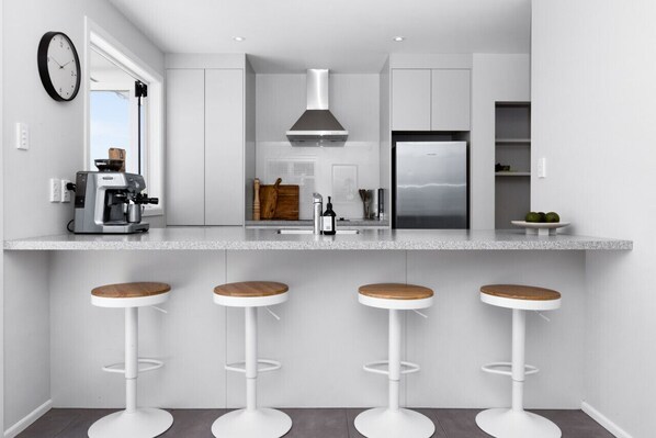 Fridge, microwave, oven, dishwasher