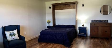 1 bedroom, desk, iron/ironing board, travel cot