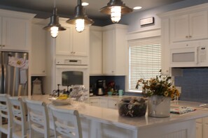 Fridge, microwave, oven, stovetop - Booked at The Beach Beachside Home (Bolivar Peninsula)