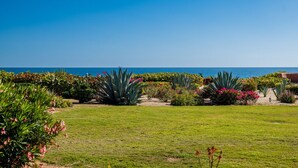 Un jardin avec vue sur l’océan.