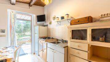 Kjøleskap, kokeplater, kaffetrakter/tekoker og kjøkkenutstyr