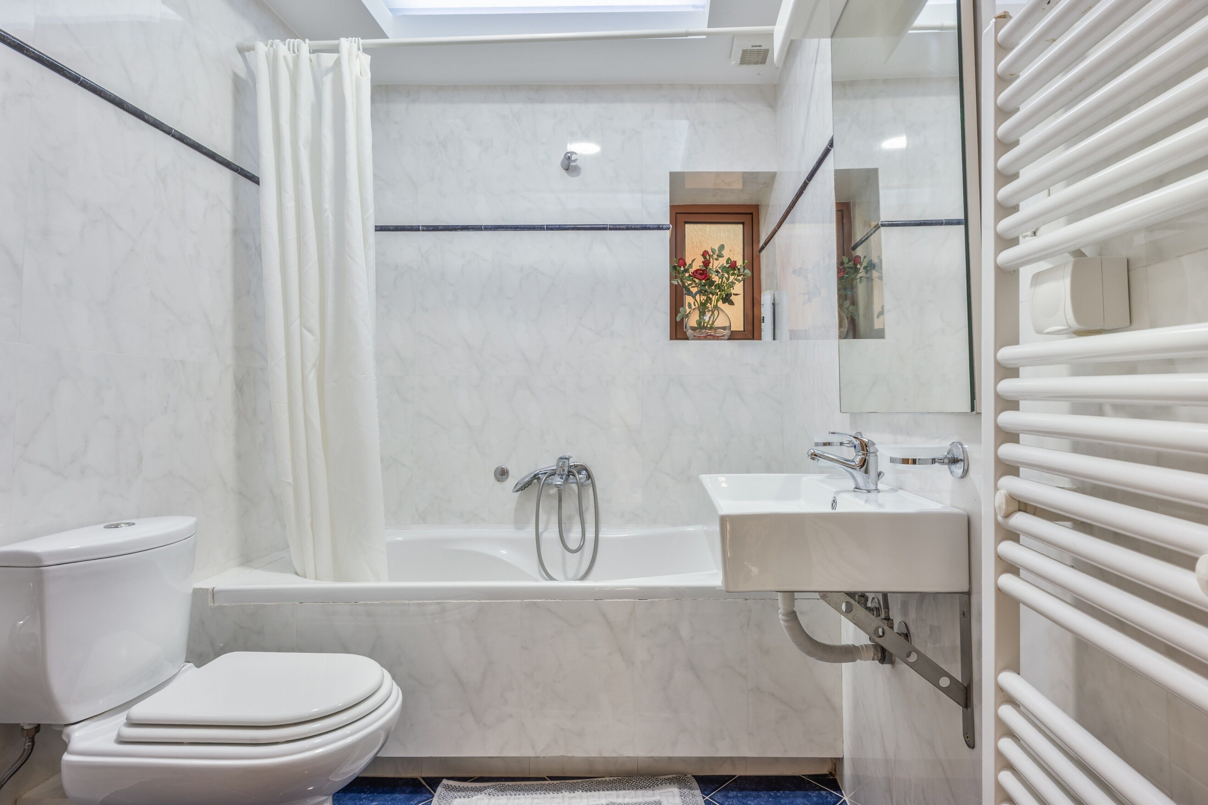Bañera, secador de pelo, toallas