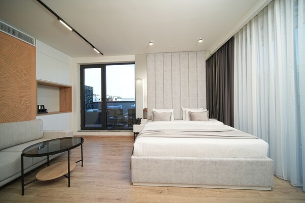 Estudio de lujo, 1 habitación, no fumadores | 2 dormitorios, ropa de cama de alta calidad, caja fuerte
