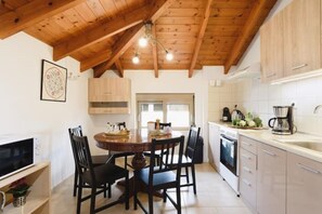 Fridge, oven, electric kettle, toaster