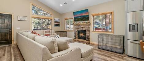 Televisión y chimenea