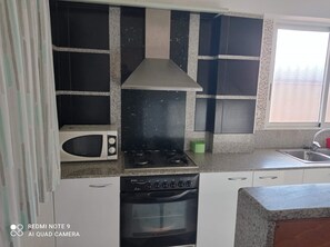 Fridge, microwave, oven, coffee/tea maker