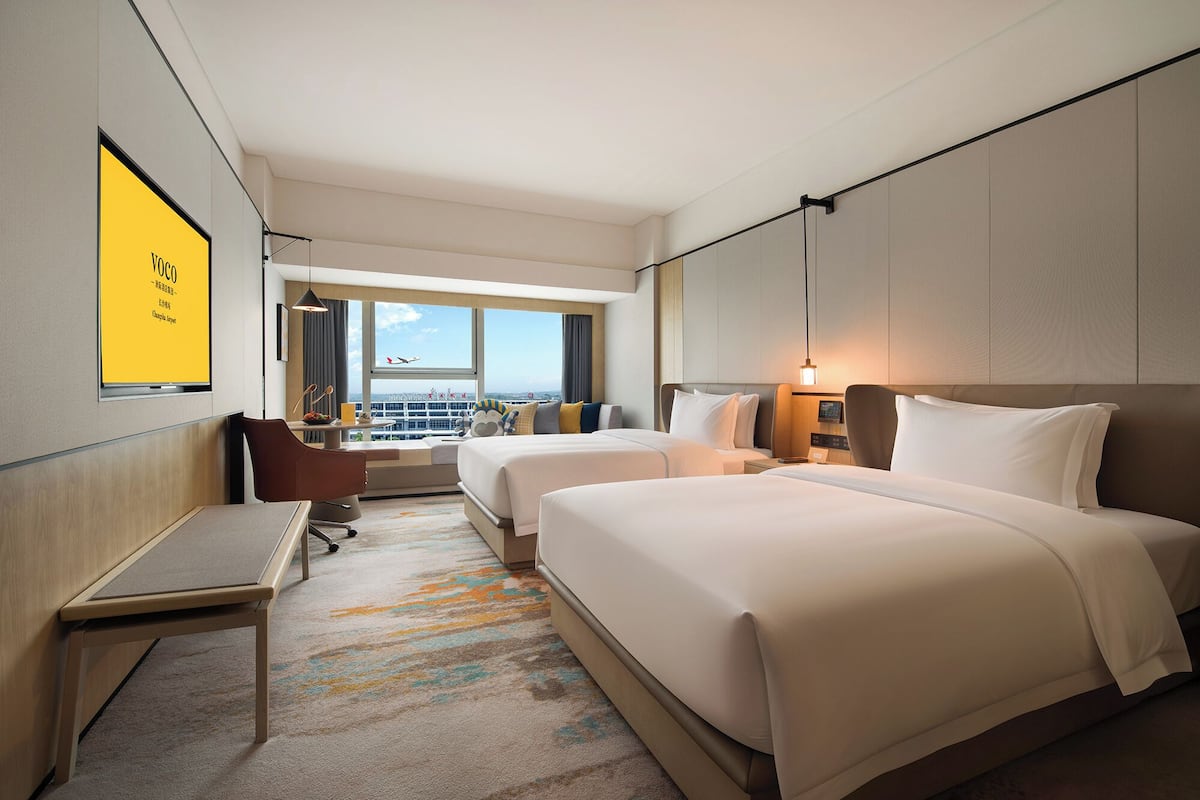 Down duvets, pillow-top beds, desk, blackout curtains