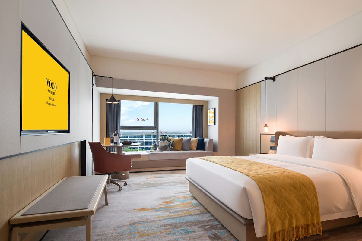 Down duvets, pillow-top beds, desk, blackout curtains