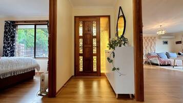 2 bedrooms, desk, iron/ironing board, travel cot