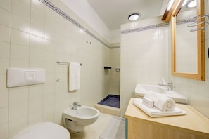 Family House, Multiple Bedrooms, 2 Bathrooms (Casa Mondragon In Lazise) | Bathroom | Shower, hair dryer, bidet, towels