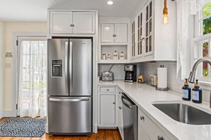 Fridge, microwave, oven, stovetop - Historic Waterfront Home and Cottage (Groton)