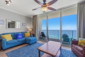 Condo, Multiple Beds, Balcony, Ocean View | Living area | 40-inch TV with digital channels - Tidewater Beach Resort 2413 - In With The Tide (Panama City Beach)