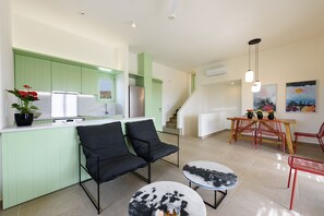 Luxury Villa | Living area | 35-inch Smart TV with digital channels, Netflix, streaming services - Plioni- Villas With Private Pool & Suites With Hot Tub (Naxos)